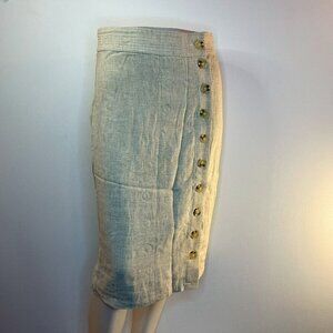 ORANGE CREEK Women's Oatmeal Linen/Rayon Buttoned Skirt - Size Small - NWT